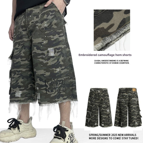 Shorts de Trabajo Camuflaje Pierna Ancha - Estilo Casual Moderno