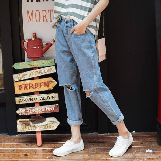Pantalones Harem Rotos Estilo Coreano - Jeans Sueltos Versátiles para Mujer - Image 13