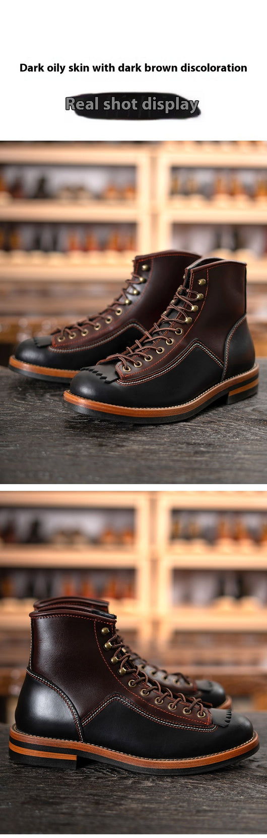 Botas de Motocicleta Estilo Retro Americano para Hombre - Image 15