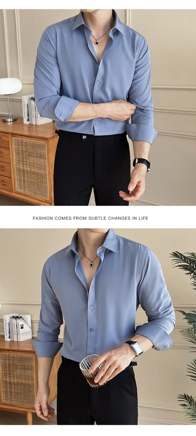 Camisa de Negocios Manga Larga Multicolor para Hombre - Image 14