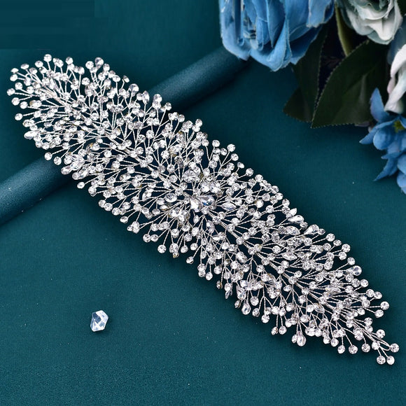 Diadema Nupcial Artesanal con Cristales Brillantes