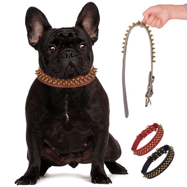 Collar de Cuero para Mascotas con Remaches - Tallas Mediana y Grande
