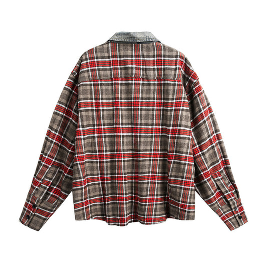 Camisa Cuadros Americana Holgada de Manga Larga para Hombre - Image 2