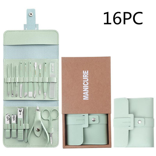 Kit Completo de 16 Herramientas de Manicura en Acero Inoxidable con Estuche PU - Image 11