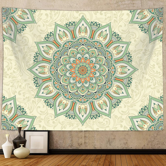 Tapiz Mandala Verde Bohemio - Colgante Pared Salvia