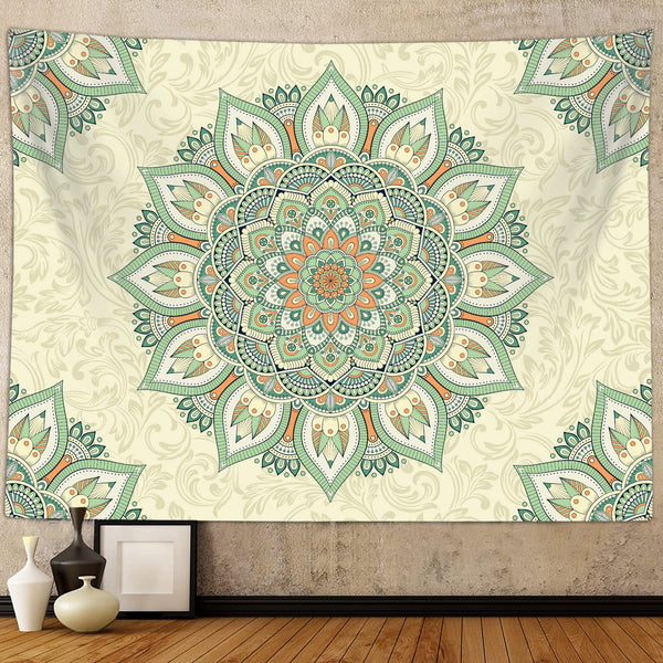Tapiz Mandala Verde Bohemio - Colgante Pared Salvia