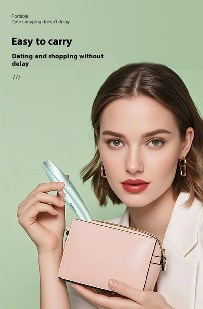Two mint green and rose gold 2-in-1 electric eyebrow shaping devices with USB cables and packaging. - Image 8