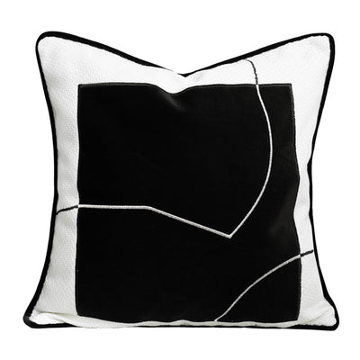 Cojín de Sofá de Algodón y Lino Tejido - Diseño Moderno Blanco y Negro - Image 12