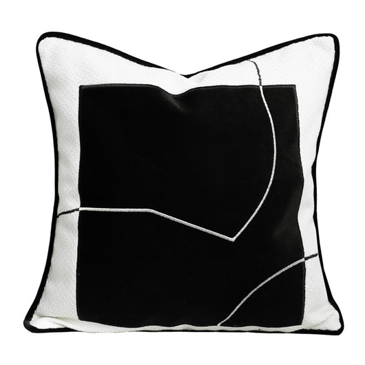 Cojín de Sofá de Algodón y Lino Tejido - Diseño Moderno Blanco y Negro - Image 12