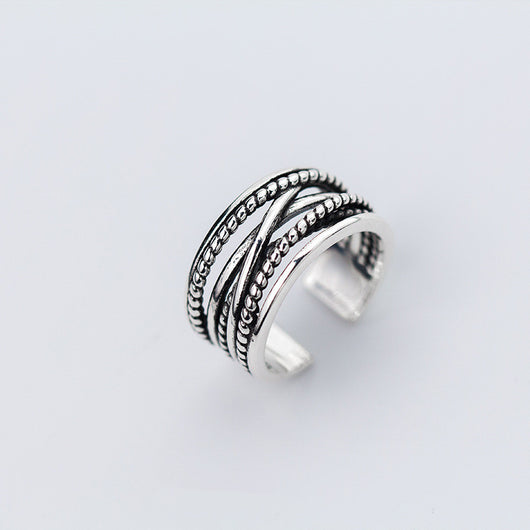 Anillo de Plata 925 Trenzado Vintage para Parejas - Image 3