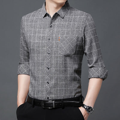Camisa Cuadriculada de Lino para Hombre Maduro - Image 5