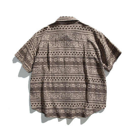 Camisa Étnica Retro de Manga Corta para Hombre - Image 2
