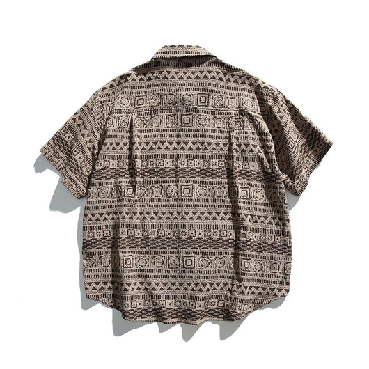 Camisa Étnica Retro de Manga Corta para Hombre - Image 2