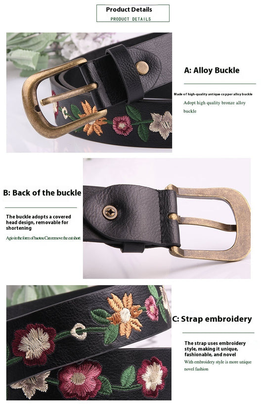 Cinturón Vintage para Mujer con Bordado Floral - Image 12