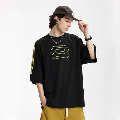 Camiseta Deportiva con Bordado Estilo Americano Oversize Manga Corta - Image 3