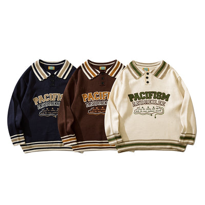 Suéter Tipo Polo Cuello Solapa Estilo College Americano - Image 10