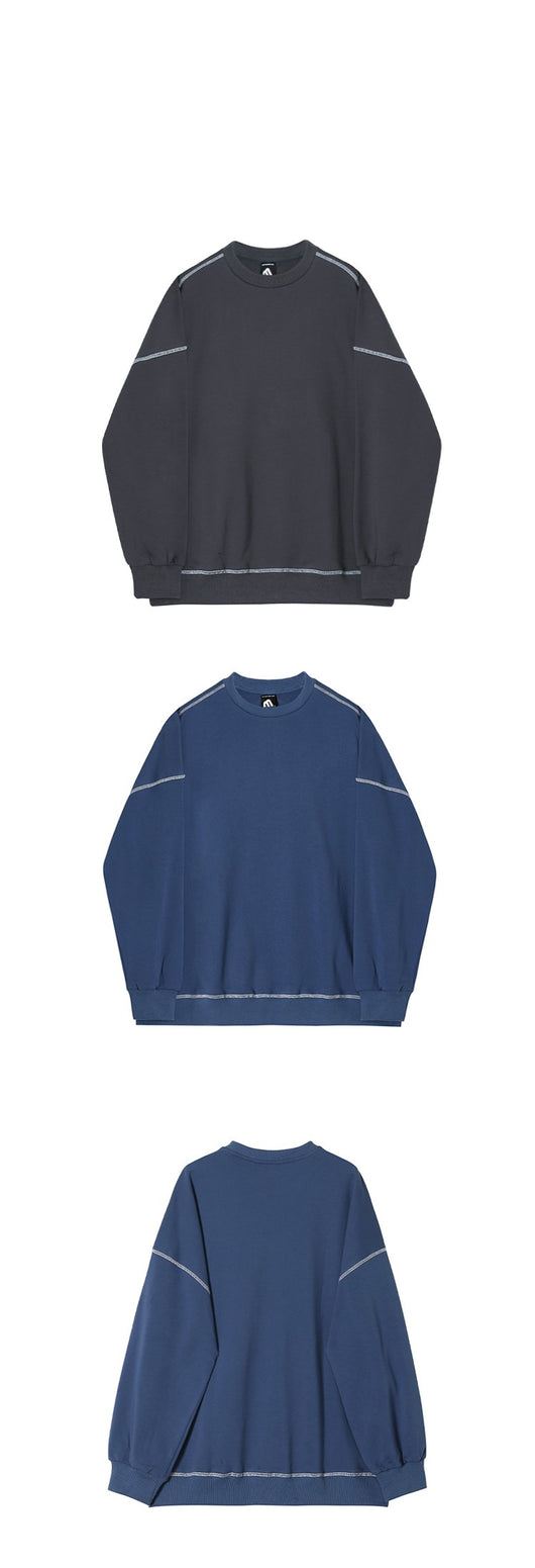 Sudadera Cuello Redondo Hombre Diseño Suelto Otoño Camiseta Manga Larga Color Sólido - Image 14