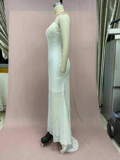 Vestido Elegante Ajustado con Lentejuelas Blancas para Mujer - Image 7