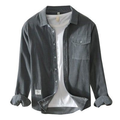Camisa Casual Holgada de Algodón para Hombre - Diseño Moderno con Solapas y Mangas Largas - Image 7