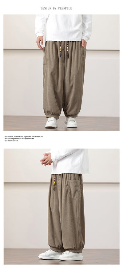 Pantalones Harem de Pana Otoño Estilo Chino para Hombre - Image 27