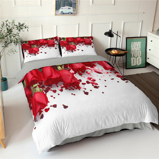 Juego de Cama Tres Piezas Serie Flores Rosa - Impresión Digital - Image 7
