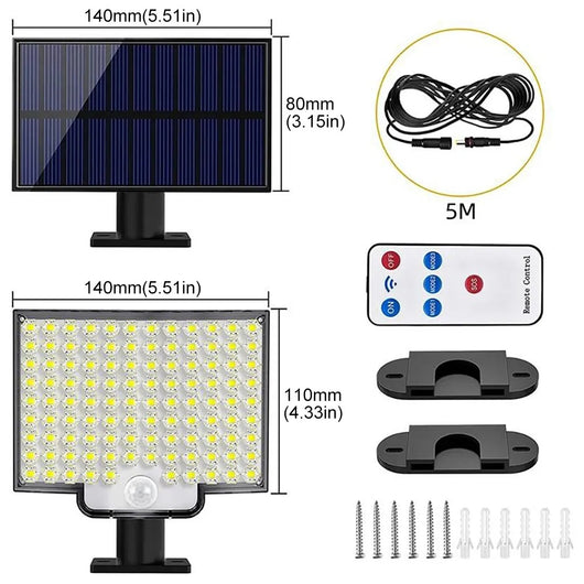 Lámpara Solar de Pared 106 LED - Iluminación Exterior Inteligente - Image 4