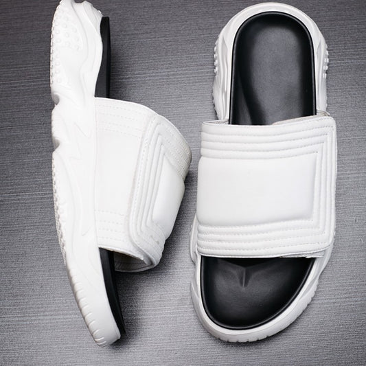 Sandalias Casual de Cuero con Suela Gruesa Verano