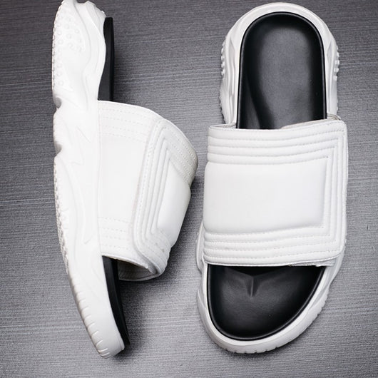 Sandalias Casual de Cuero con Suela Gruesa Verano