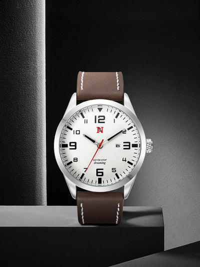 Reloj de Cuarzo para Hombre con Correa de Cuero, Esfera Grande y Calendario - Image 13