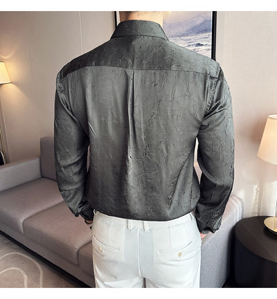 Camisa Larga Hombre Ice Silk Textura Premium - Transpirable y Fresca - Image 30