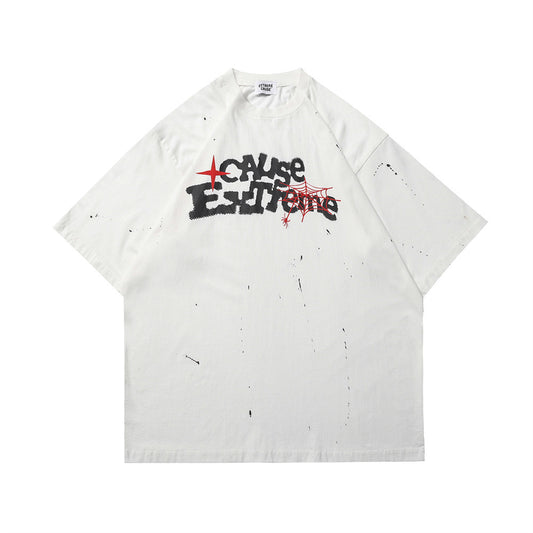 Camiseta de Manga Corta con Estampado de Letras para Hombre