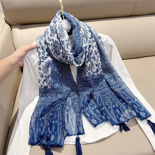 Foulard Étnico Estampado Cachemira Protección Solar Velo Ligero - Image 7