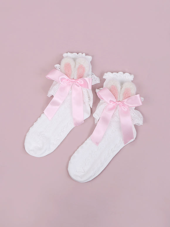 Calcetines de Felpa con Orejas de Conejo para Mujer S1657