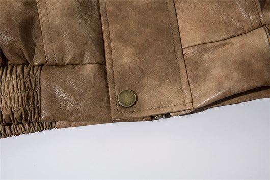Abrigo de Cuero PU con Contraste de Colores para Hombre - Image 9