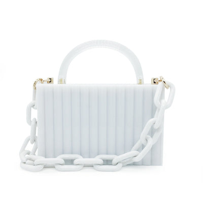 Bolso de Noche Cuadrado Transparente con Asa Acrílica y Patrón Vertical - Image 8