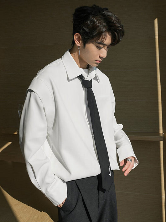 Camisa Ejecutiva con Corbata Integrada Efecto Dos Piezas - Image 4