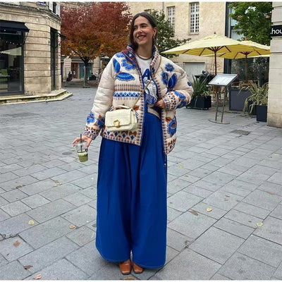 Chaqueta Acolchada de Algodón con Estampado Geométrico para Mujer - Image 11