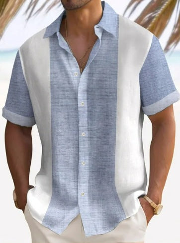 Camisa de Rayas para Hombre - Manga Corta Estilo Playa - Image 6