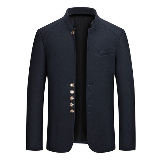 Traje Zhongshan de Lana Tweed con Cuello Mao - Elegancia Tailored Refinada - Image 9