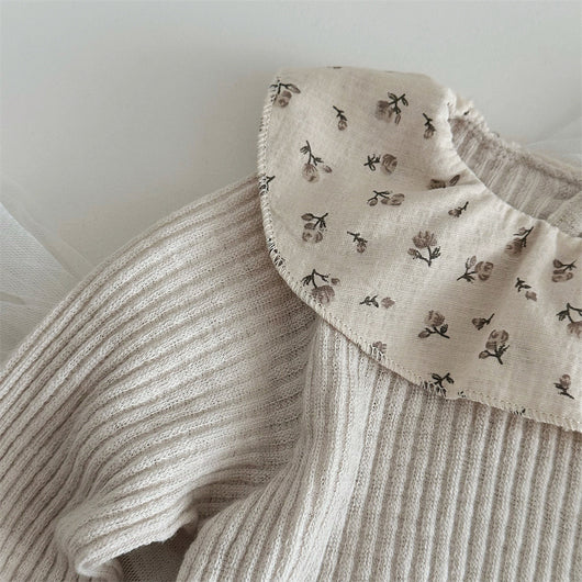 Blusa Infantil de Manga Larga con Cuello Volante y Estampado Floral - Image 3