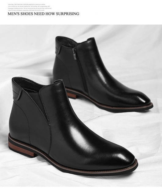Botas Altas Retro de Cuero para Hombre - Estilo Formal Clásico - Image 13