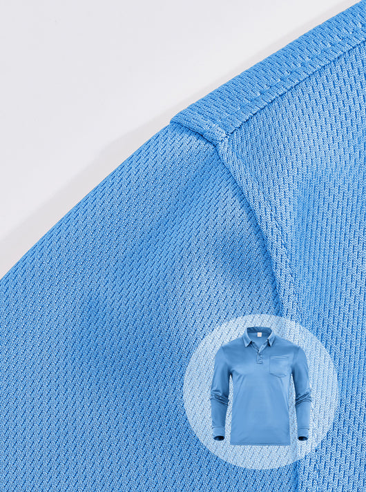 Polo Manga Larga Secado Rápido Color Sólido para Hombre - Image 14