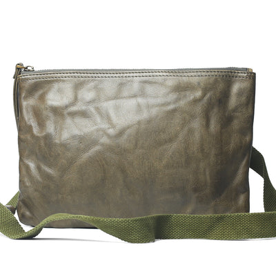 Bolso Vintage de Cuero Artesanal con Volante y Cierre de Cremallera - Image 6