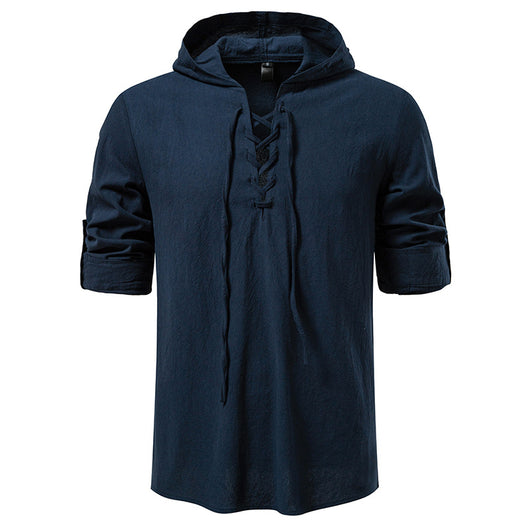 Camisa Pirata Medieval de Algodón y Lino con Cordón para Hombre - Image 10