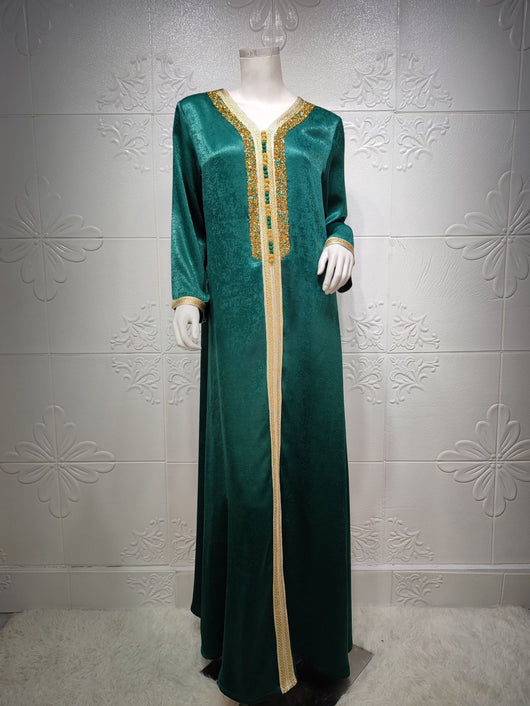 Abaya Elegante con Encaje de Diamantes y Cinta Brillante Estilo Dubai - Image 27