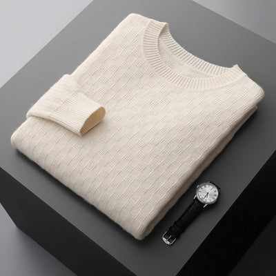 Suéter de Cachemira Gruesa para Hombre - Cuello Redondo Elegante para Otoño e Invierno - Image 6