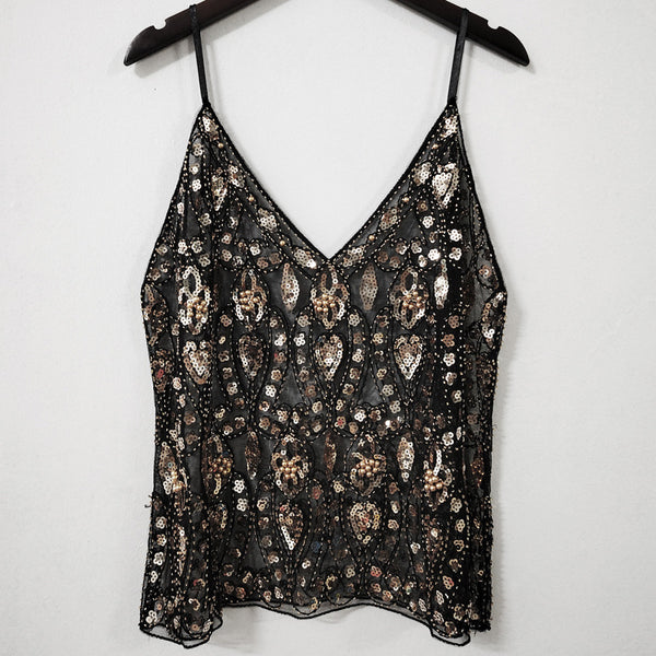 Chaleco Ajustado con Lentejuelas y Escote en V - Diseño Seductor y Moldeador