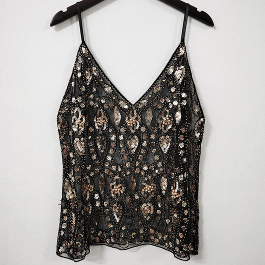 Chaleco Ajustado con Lentejuelas y Escote en V - Diseño Seductor y Moldeador