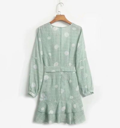 Blusa Escote V Manga Larga con Cintura Ajustable y Estampado Lunares - Image 30