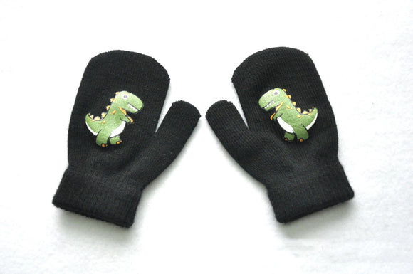 Guantes Tejidos Gruesos Para Niños Con Forro Cálido Y Diseño Animado